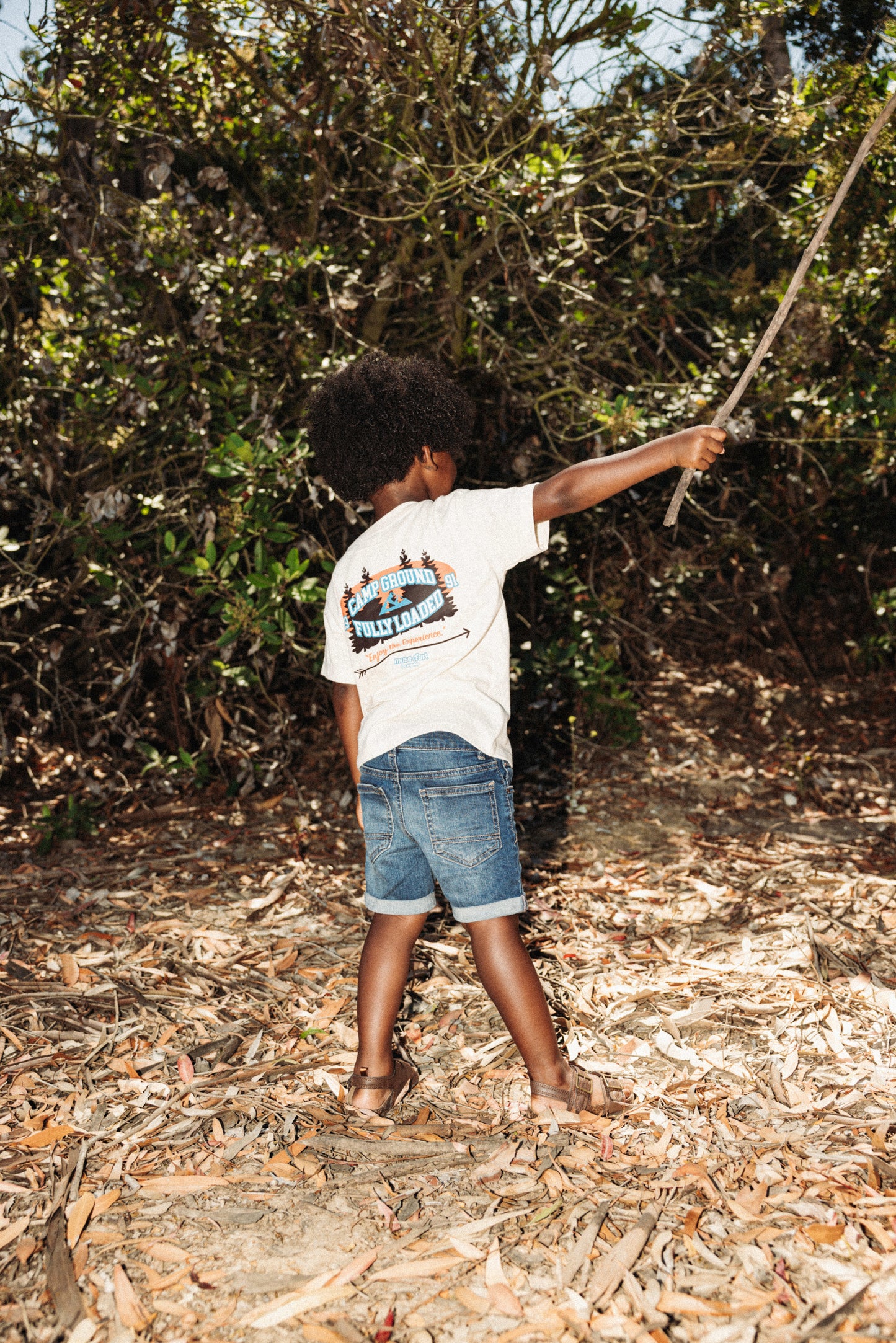 Stylish Camp Ground Toddler Tee - Off-White Color, Screen Printed Logo, Everyday Wear