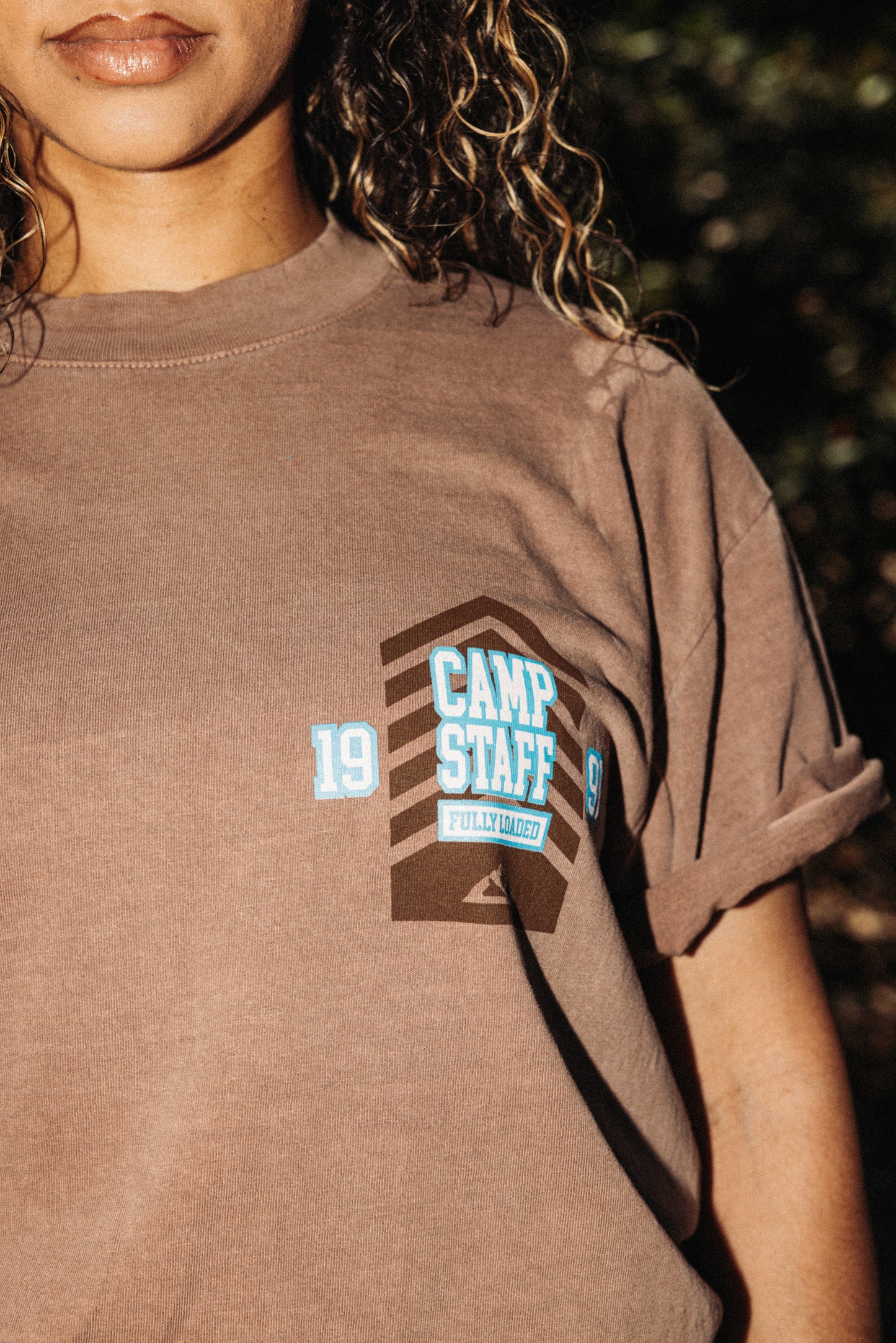 Patchouli Camp Ground Tee - Zoom View - Unique Logo Design and Relaxed Style
