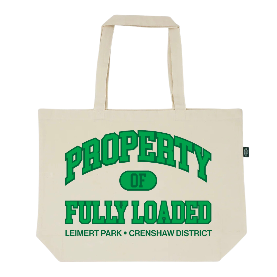 Property of Fully Loaded Tote Bag - Front View - Stylish and Spacious for all your essentials